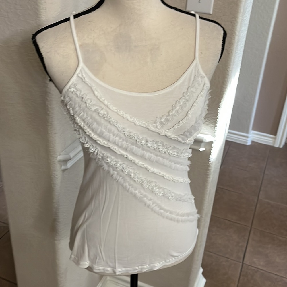 Candies white ruffled embellished cami top. SIZE S